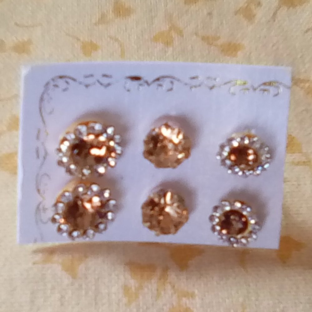 Trio of Pretty Neutral-Colored Stud Earrings
